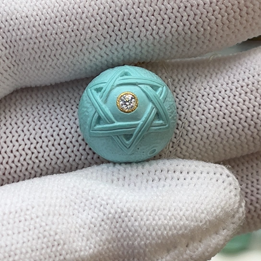 绿松石未镶嵌珠宝奇石六芒星圆珠