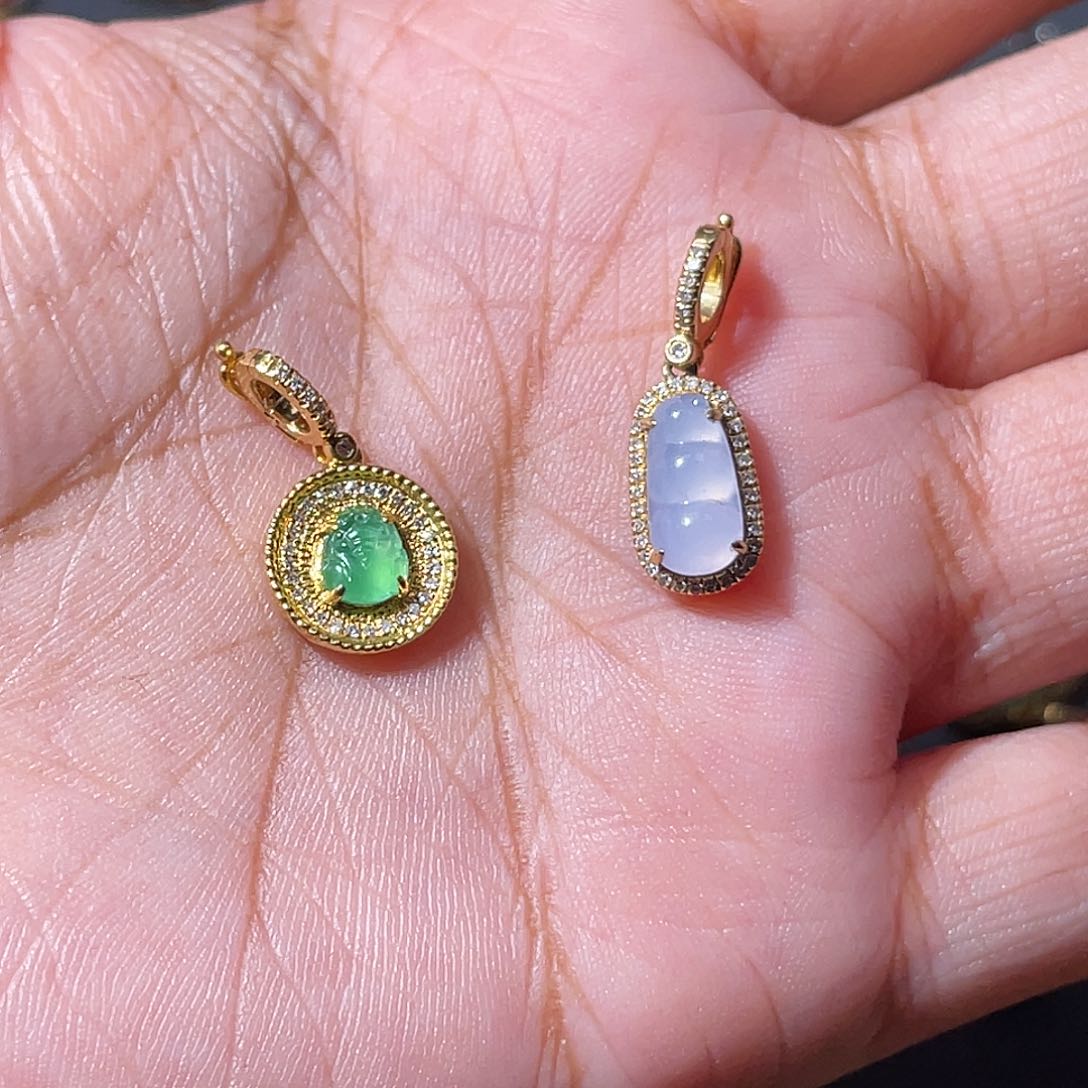 吊坠(不含链)18K金镶嵌翡翠?**?