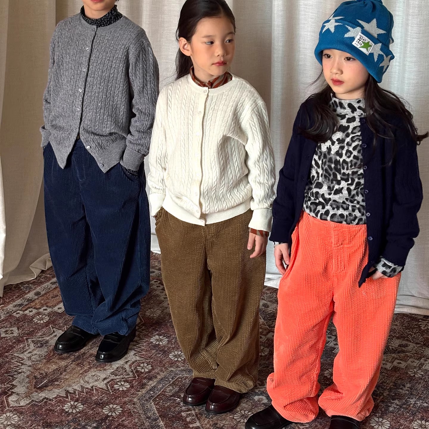 yummy&rocky泡泡坑条100棉灯芯绒抓绒里布亲肤保暖裤