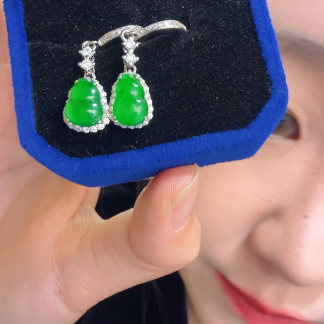 翡翠银S925镶嵌耳饰耳饰
