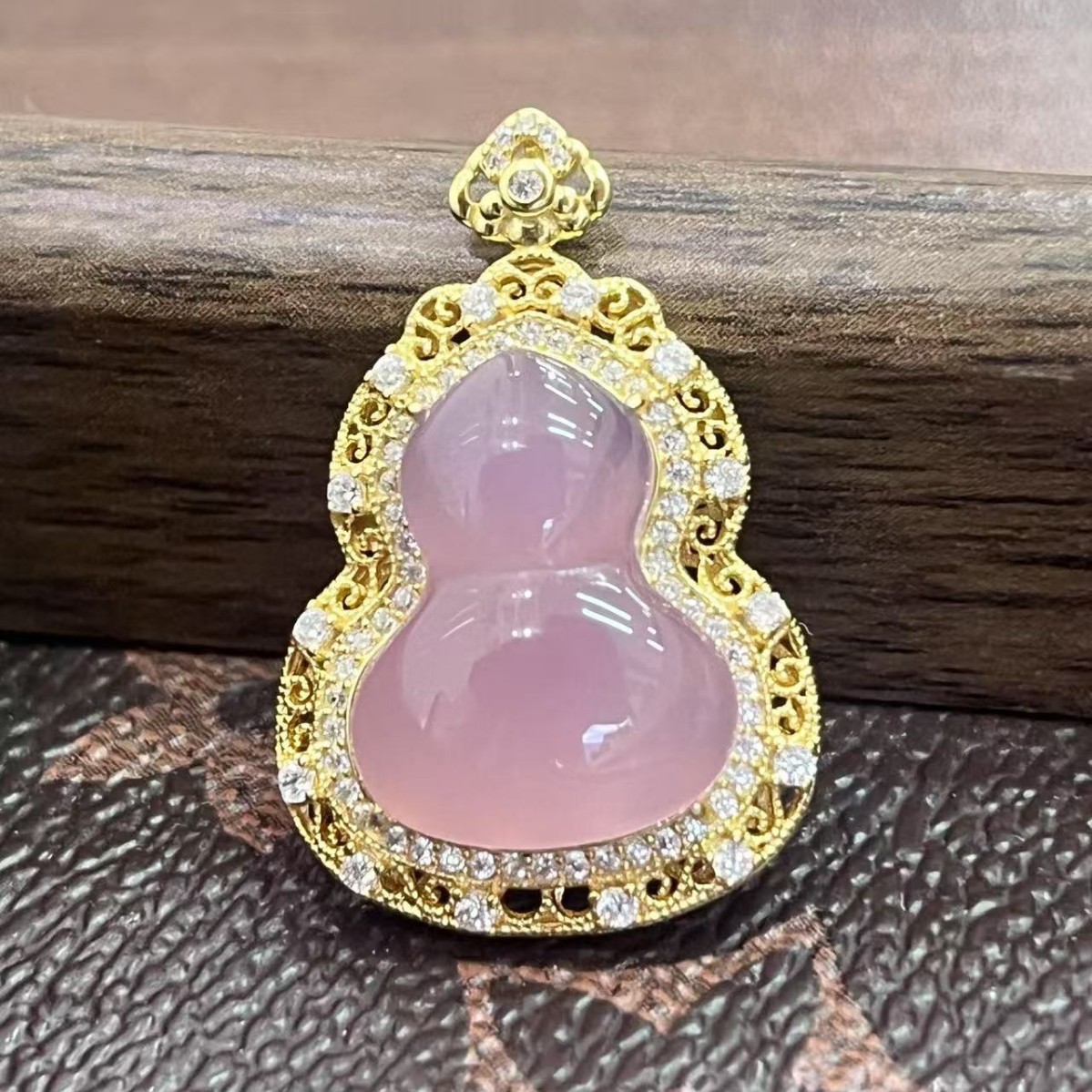 S925纯银粉玉髓大葫芦项链锁骨链新中式吊坠小众珠宝配饰饰品批发