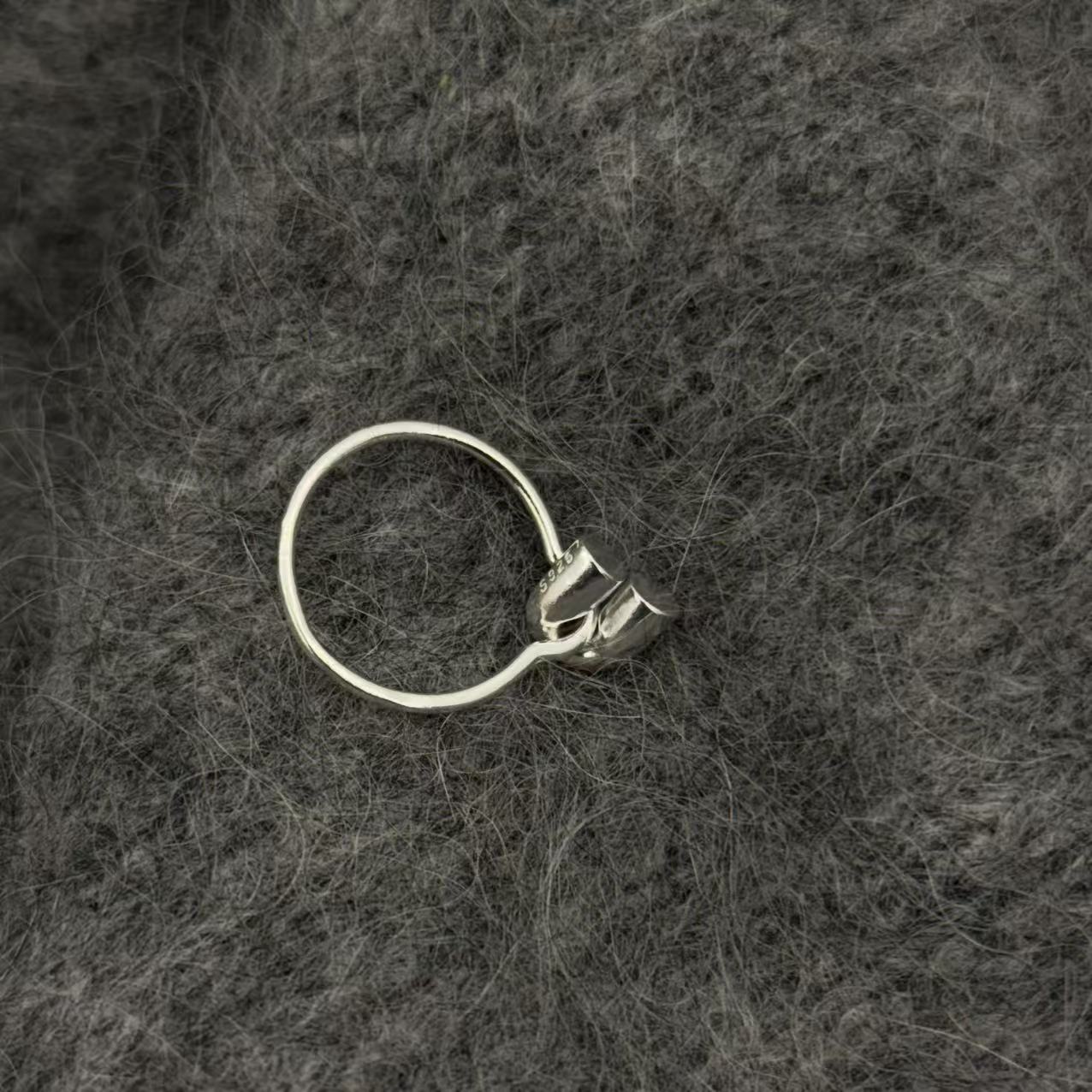 925银戒指 J1435   925纯银 U形坠 细戒指