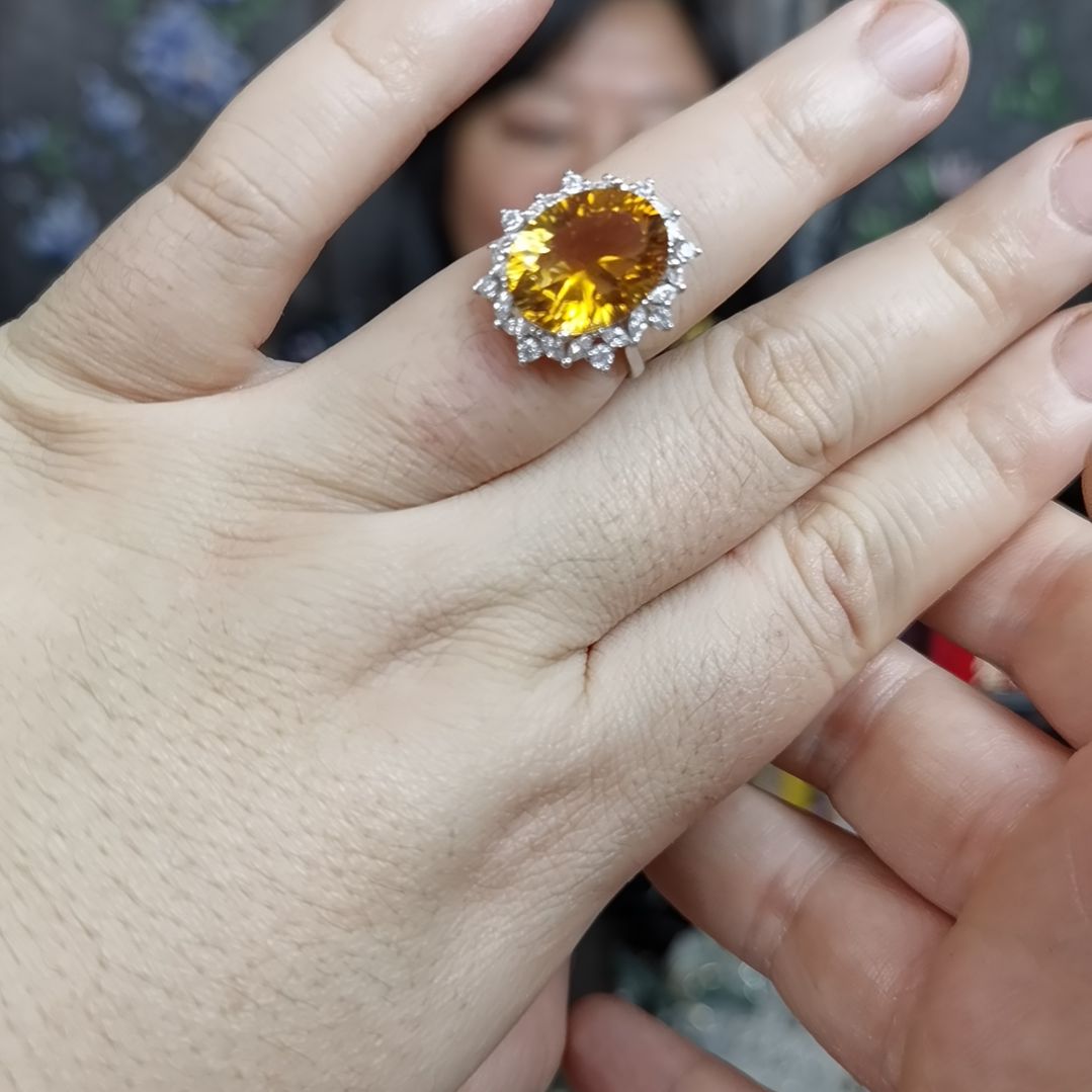 水晶戒指银S925镶嵌戒指