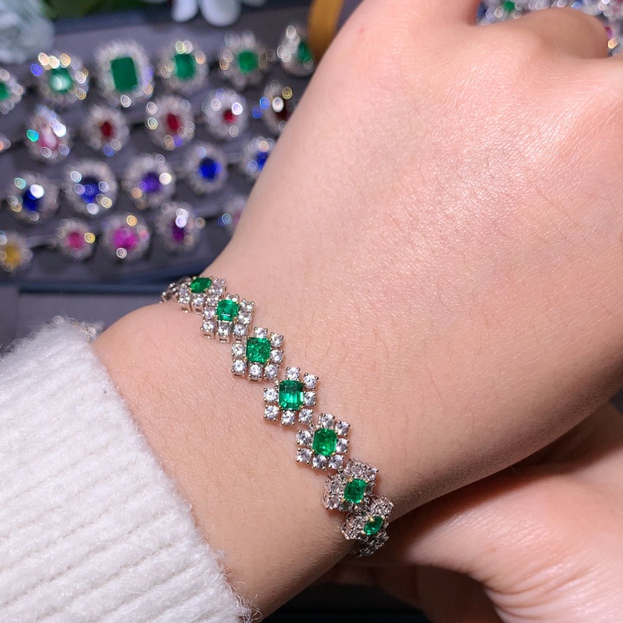 【闪购商品】祖母绿手链18K金镶嵌