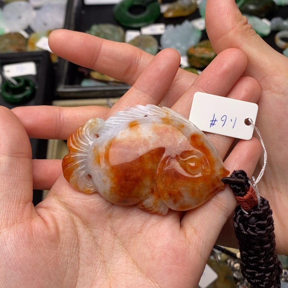 翡翠项链未镶嵌年年有鱼挂件 31号