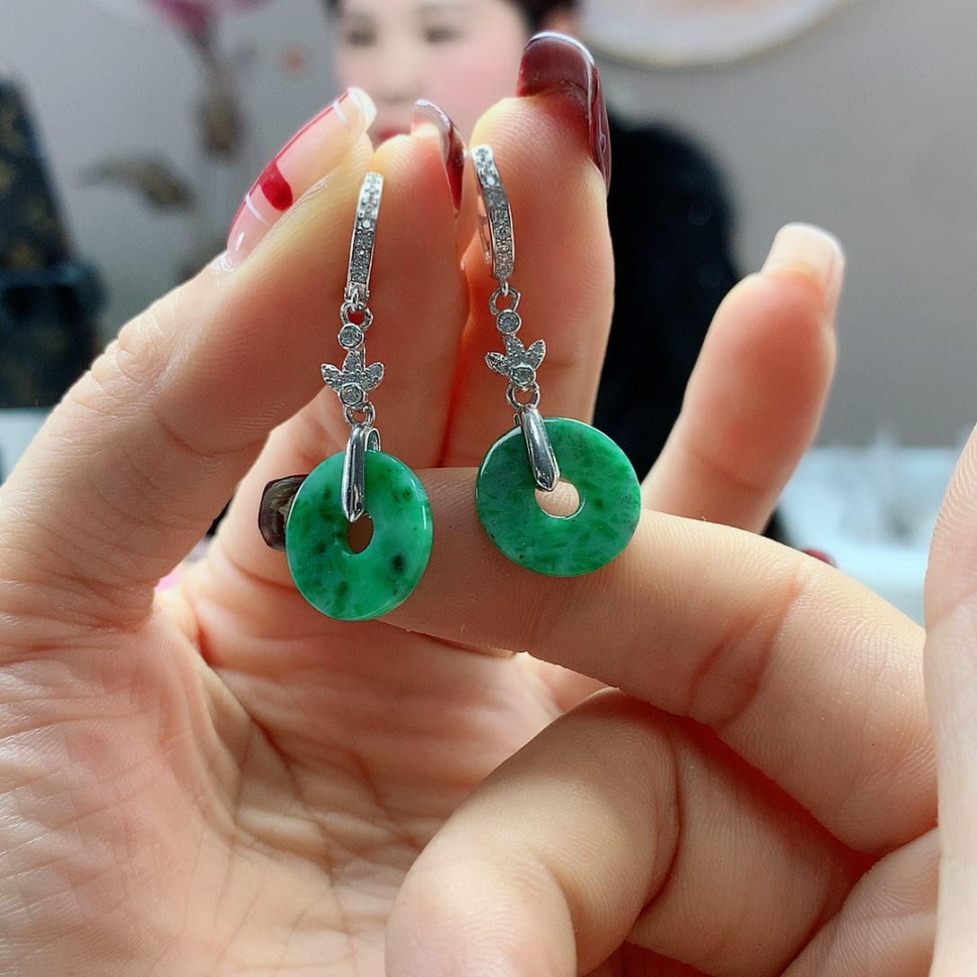 【闪购商品】翡翠耳饰银S925镶嵌，