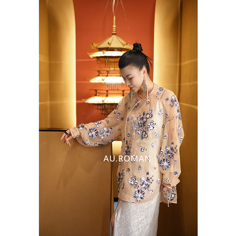 【粉绡缀星】立体钉珠新中式气质上衣