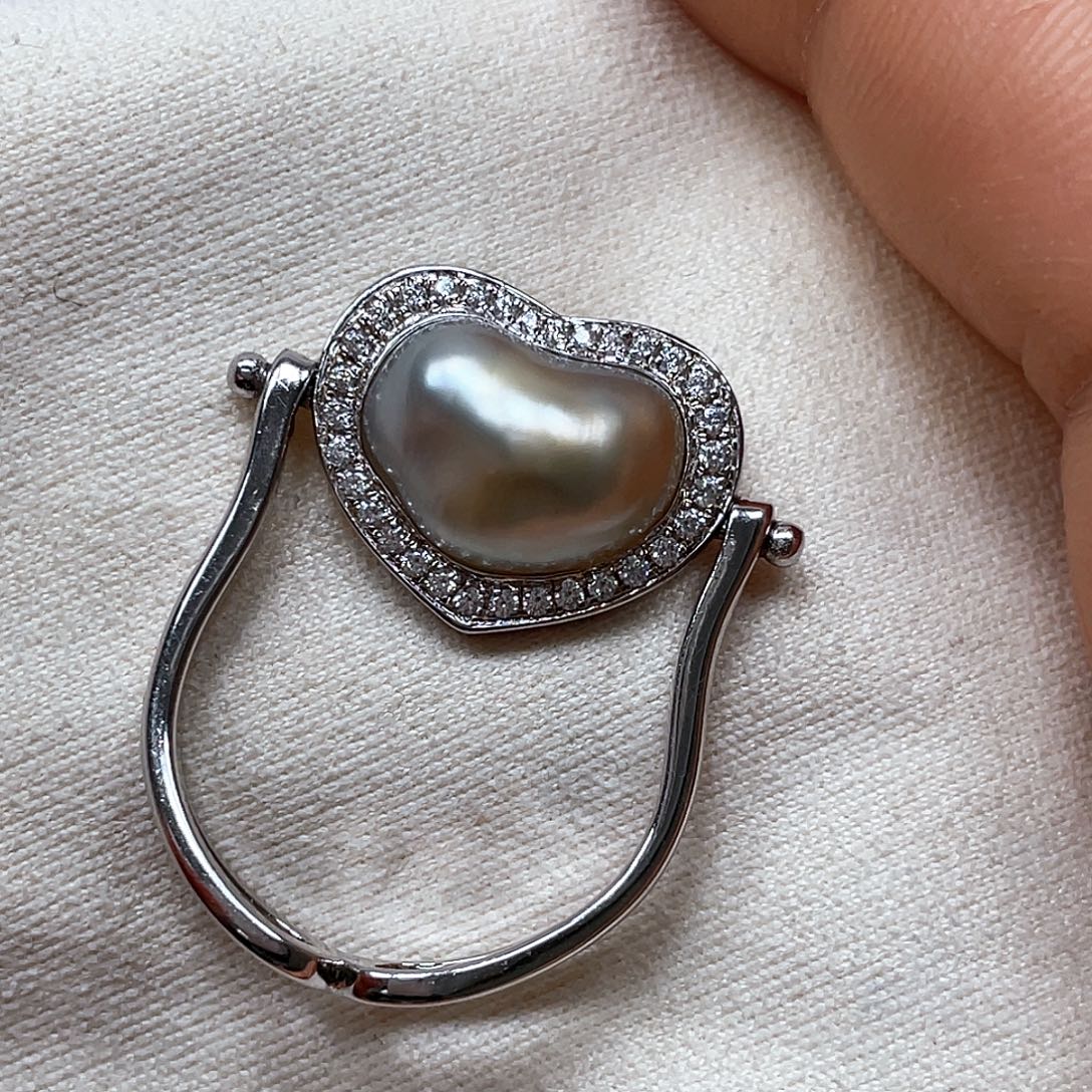 归***一海水珍珠银S925镶嵌戒圈