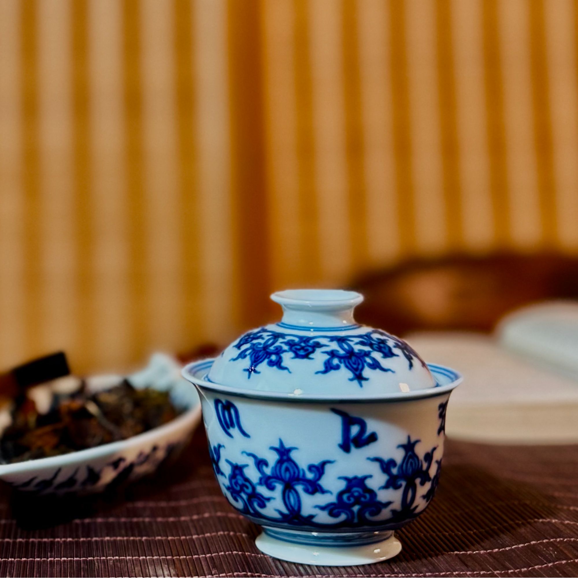 沐雲萃晓复古明风格经典莲托六字真言岩茶小盖碗陶瓷茶具岩茶利器