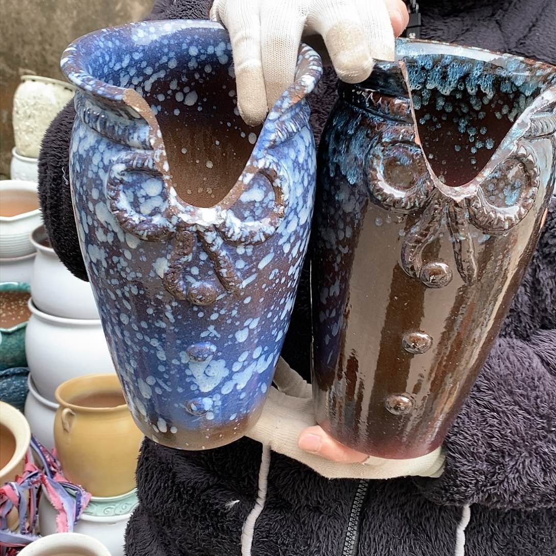 紫砂花盆瑕疵口14高25