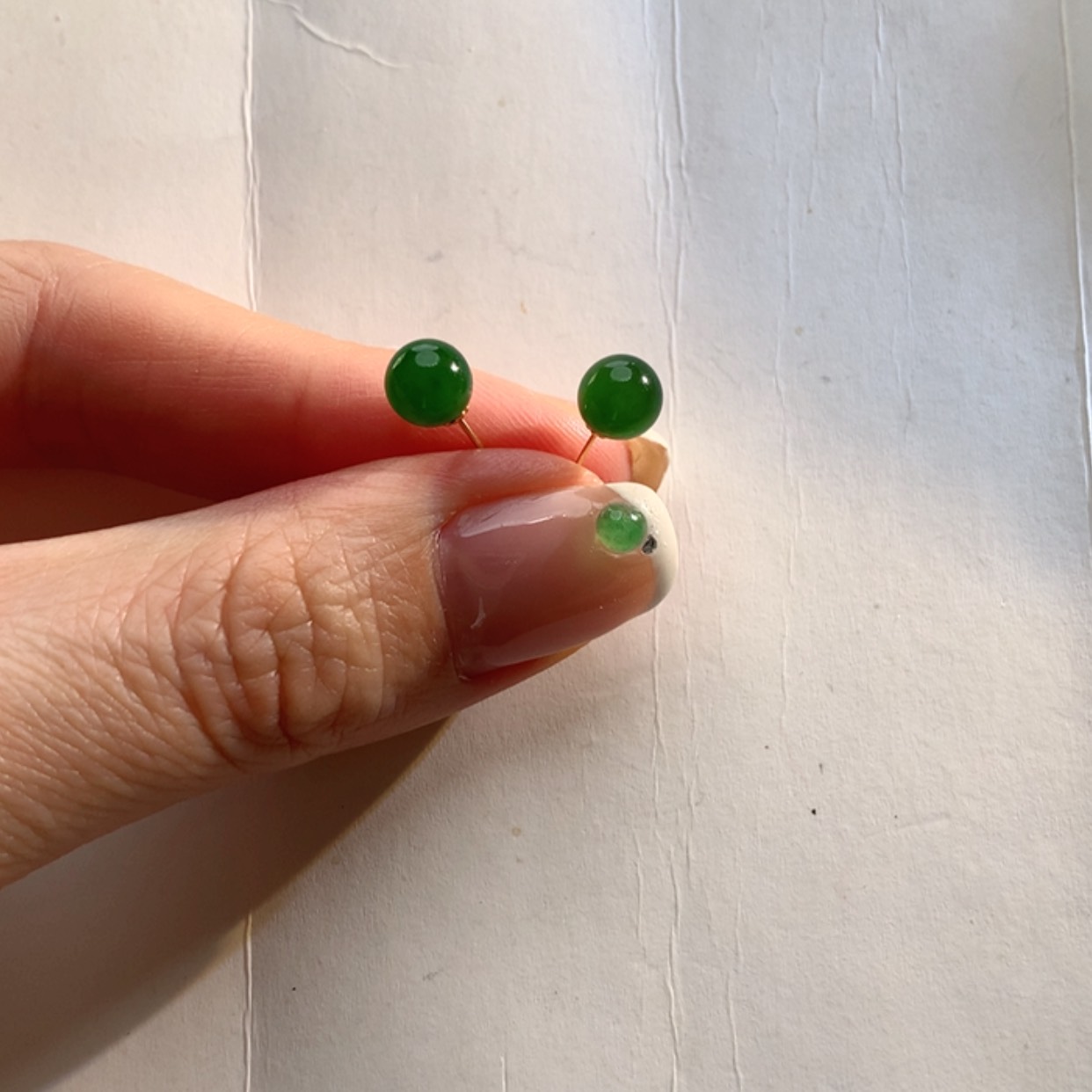 【闪购商品】和田玉（碧玉）耳饰18K金镶嵌碧玉耳饰