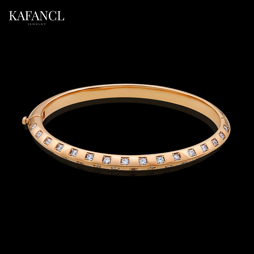 红楼  镀K金 气质百搭中古棋盘格手镯 ZF-C444