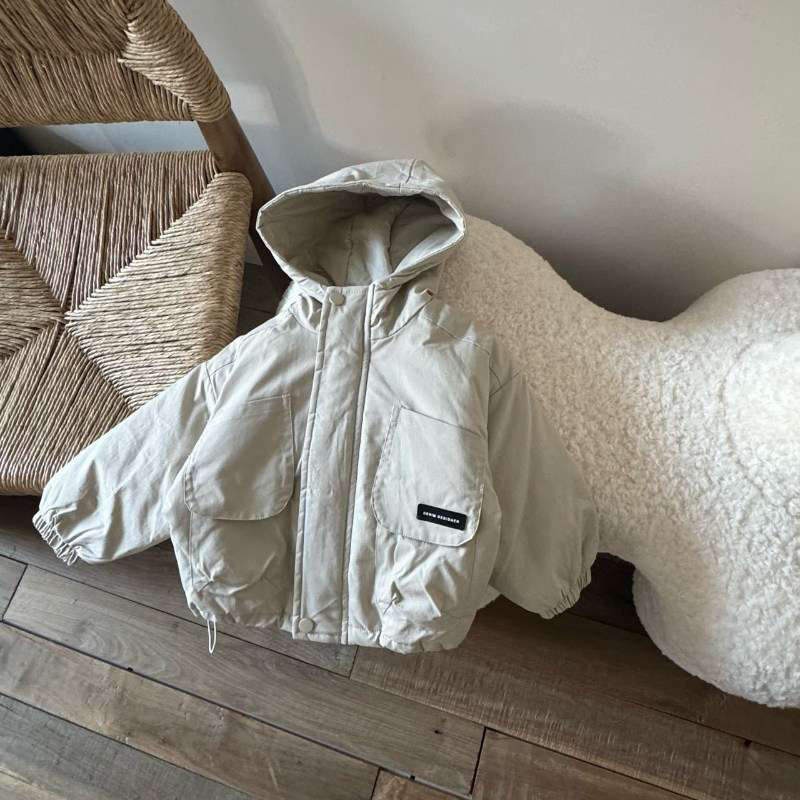 加绒加厚款厚款B类连帽棉服棉袄冬季儿童女童韩版加厚纯色