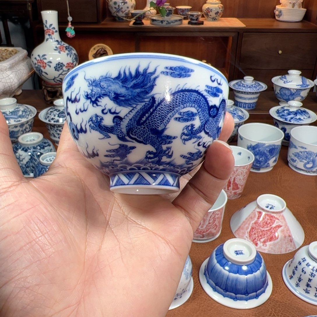 （竹林草堂）双龙鸡心杯