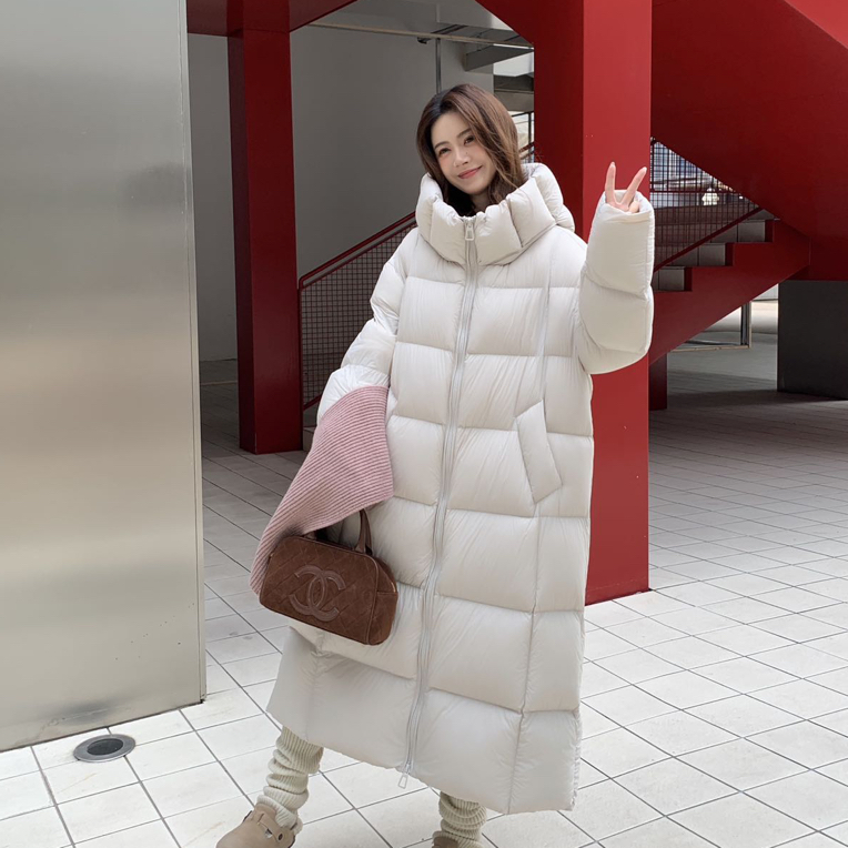 充绒400+新款2025连帽羽绒服女长款新国标加厚90白鸭绒外套