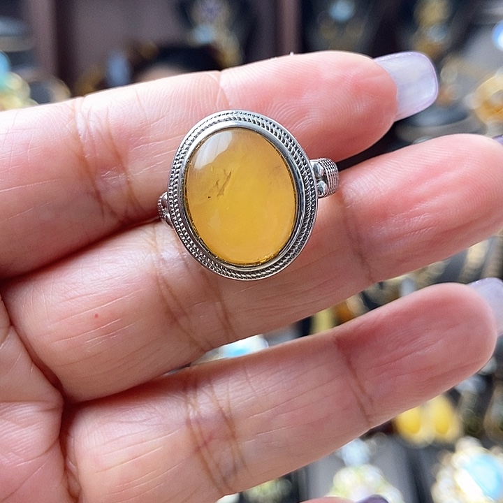 琥珀戒指未镶嵌戒指