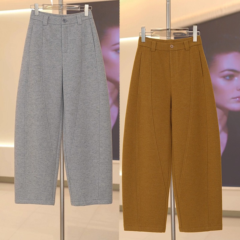 绵羊毛加绒加厚弯刀裤女2025冬季新款柔软气质筒约高腰窄版香蕉裤