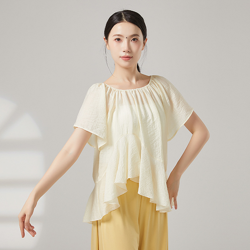 YoYo古典舞新款罩衫短袖纱衣中国舞现代舞练功舞蹈服上衣女