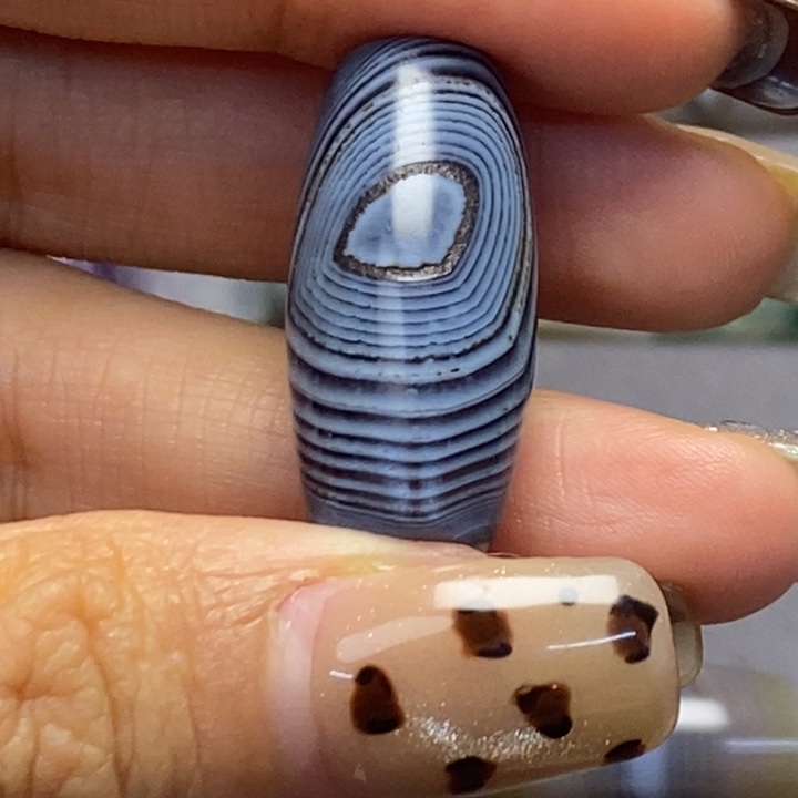 河***鱼玛瑙/玉髓合金藏风蓝沁海浪花