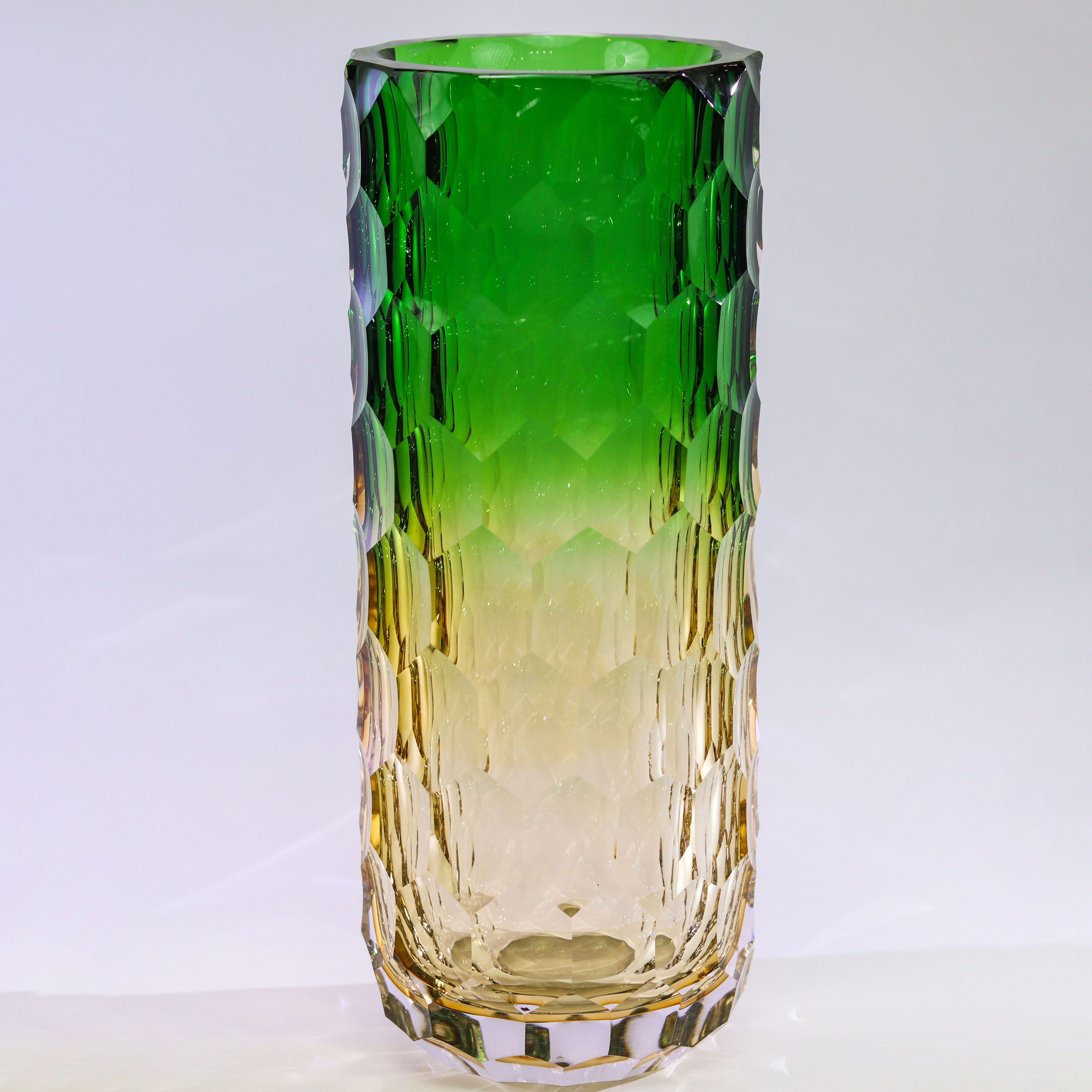 晶莹琉璃【菠萝钻面直筒】意式轻奢高档水晶琉璃摆件花瓶