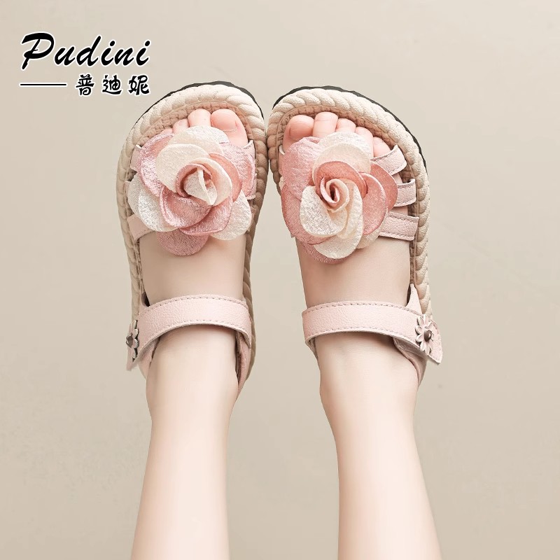 普迪妮夏季甜美花朵软底百搭公主凉鞋1906-2394
