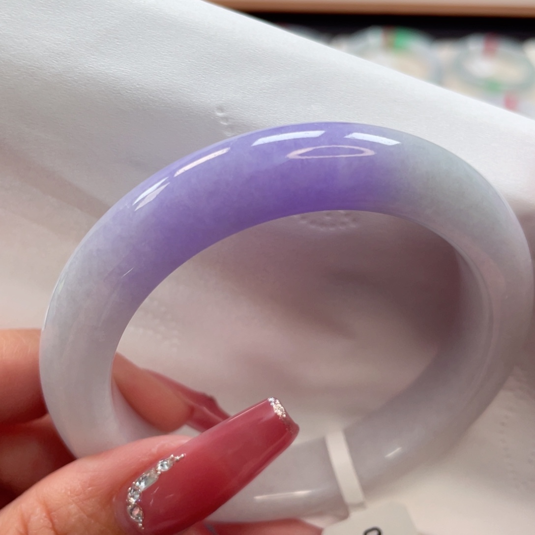 【闪购商品】翡翠手镯未镶嵌奶油紫温柔甜美53.5圈6号
