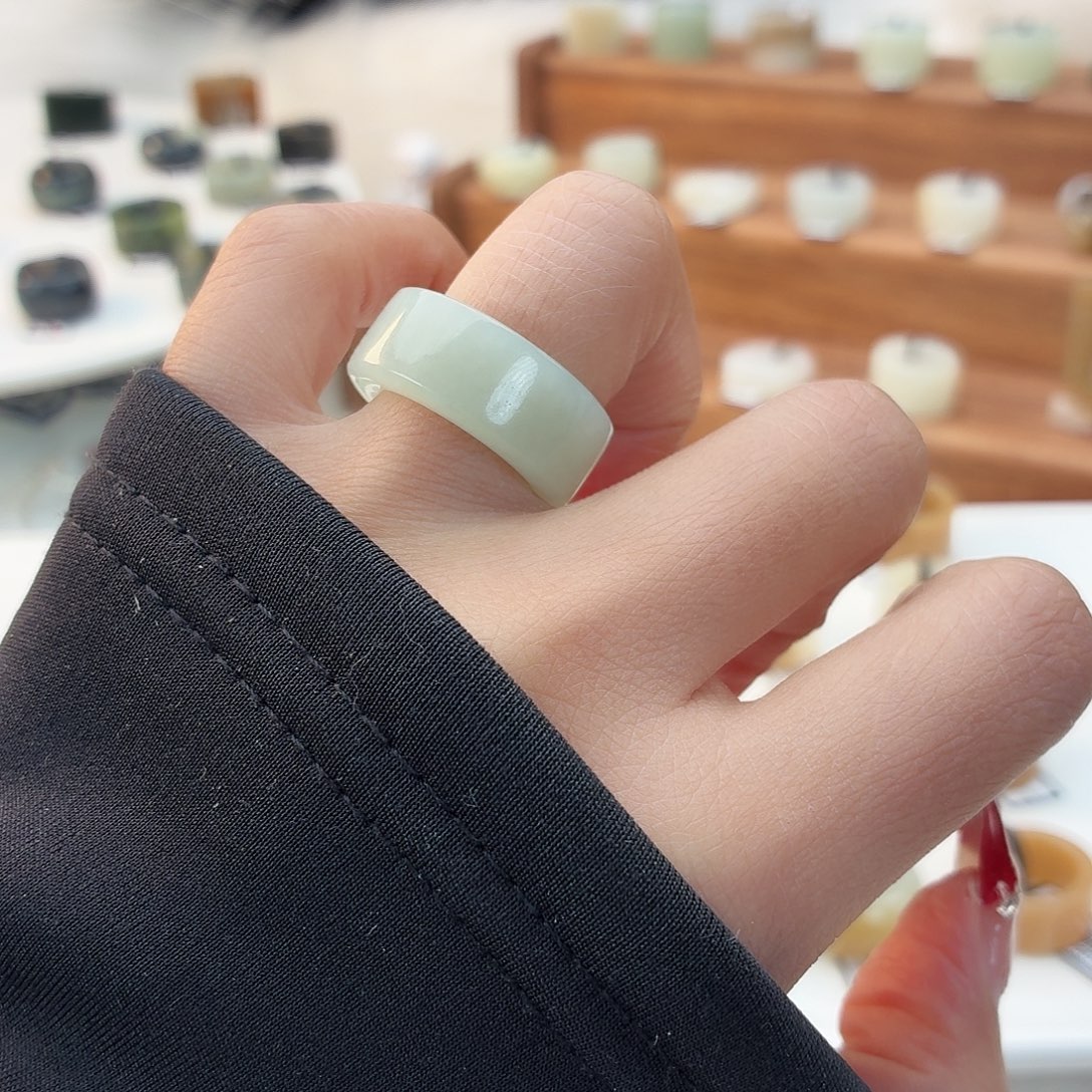 和田玉未镶嵌戒指i42晴水圆切16.1mm