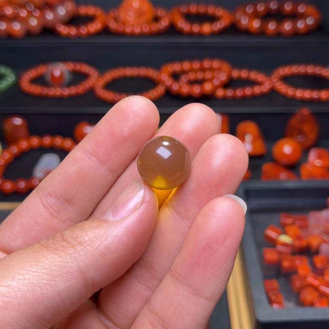 蓝珀珠宝奇石未镶嵌羊*原矿蓝珀单珠15.6mm