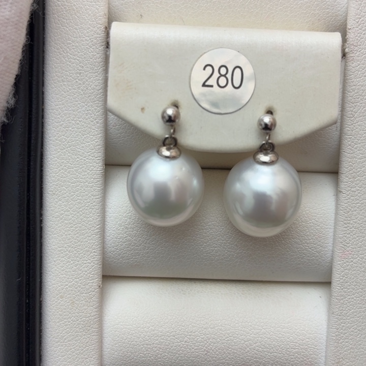 银S925镶嵌耳饰海水珍珠