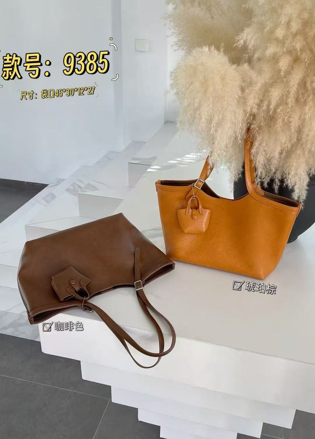 设计师轻奢托特包单肩包复古通勤纯色包包