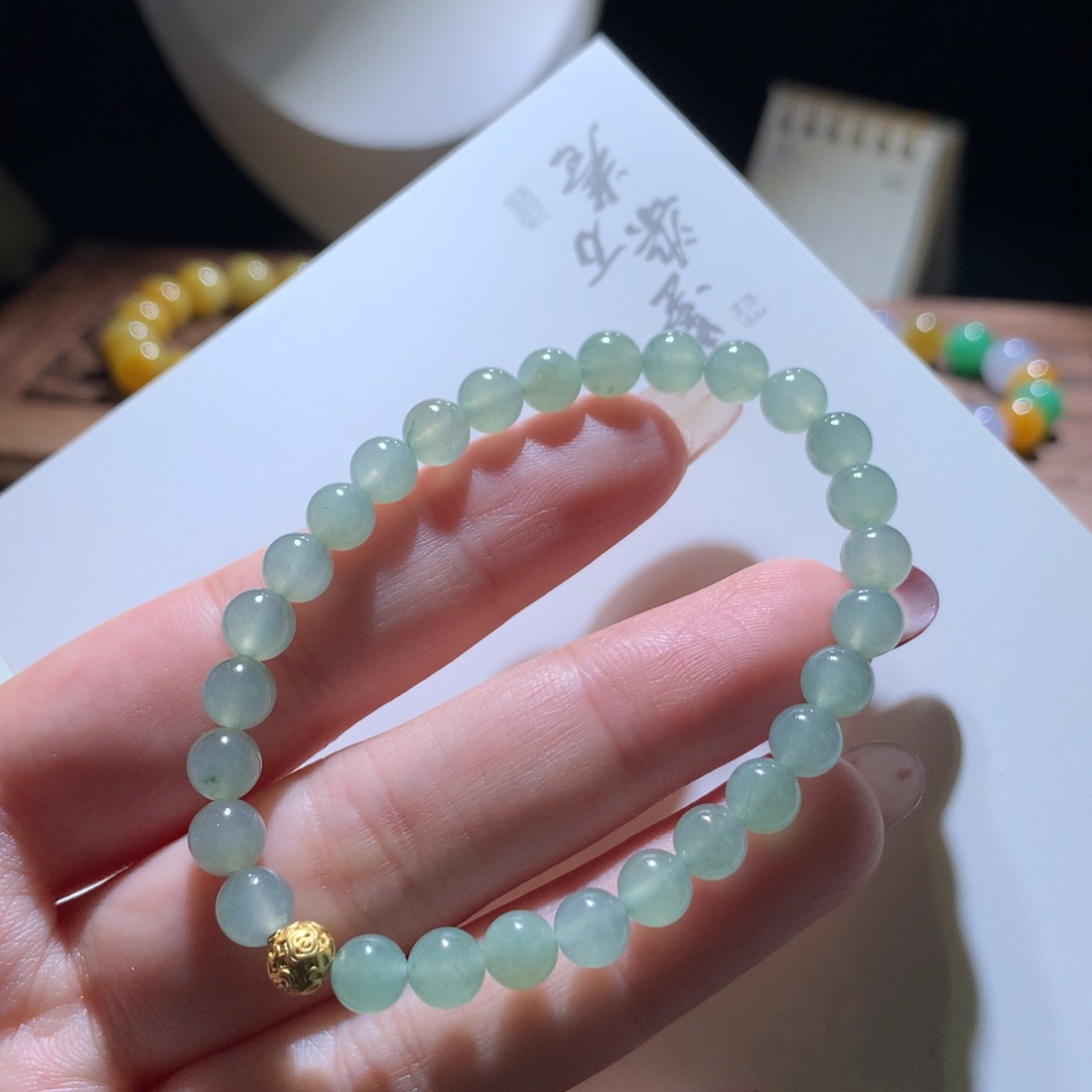 翡翠手链未镶嵌卡6天青色飘花