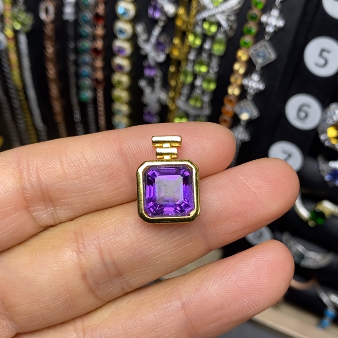 紫晶吊坠(不含链)银S925镶嵌