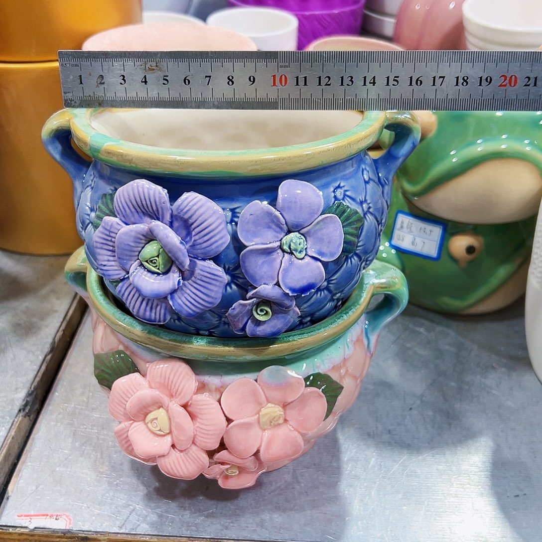 有孔，外贸尾单陶瓷花盆凑单10米包邮