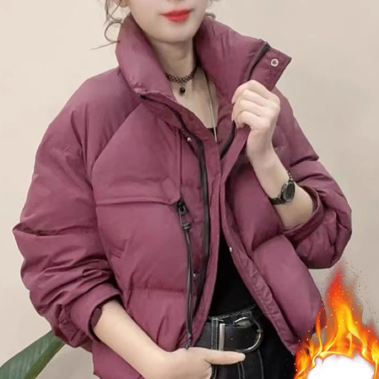 女冬季新款韩版时尚小个子立领短款面包服加厚保暖外套