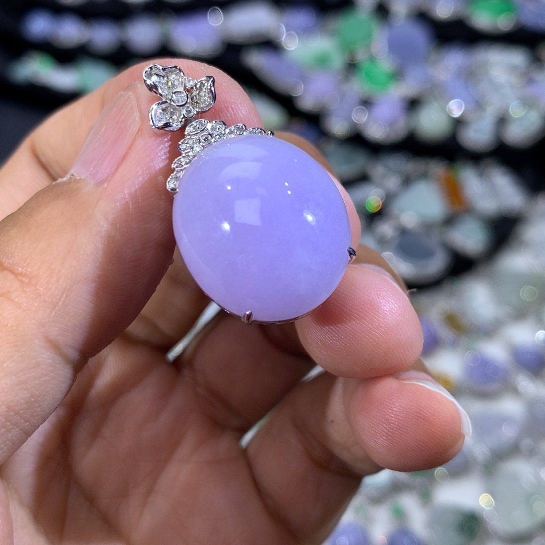 翡翠18K金镶嵌吊坠(不含链)