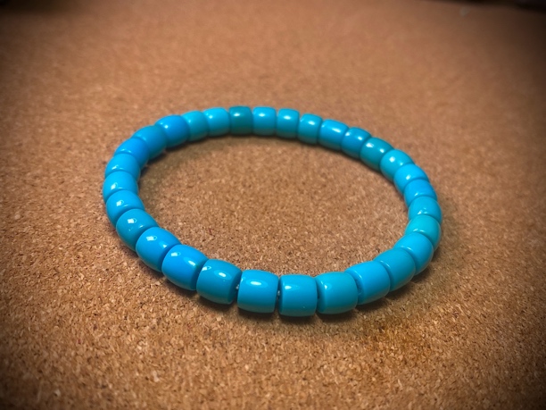 原矿绿松石云盖暴力蓝直切女式手串单圈 蓝色时尚百搭简约玉手串