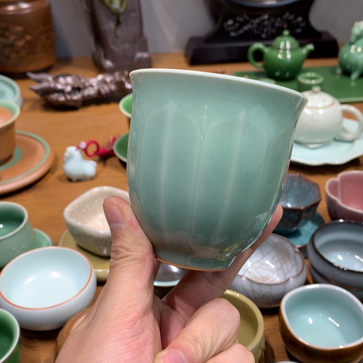 龙泉青瓷手工手捧杯