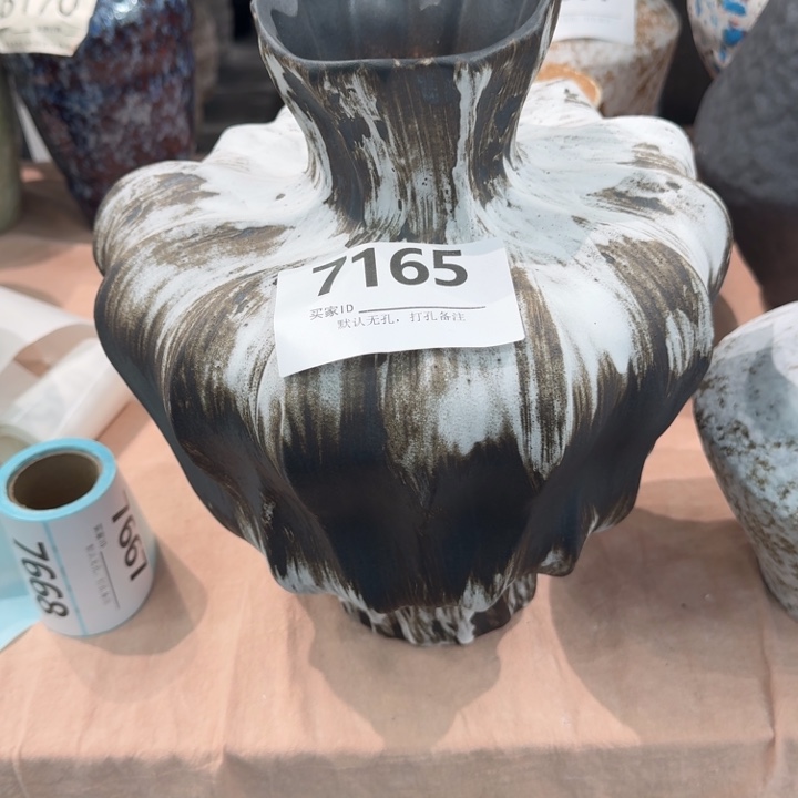 亚***星瓷片景德镇高温花器编码7165高31口6默认无孔