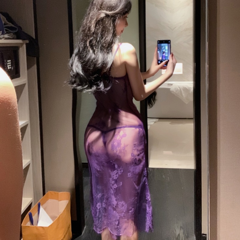 长夜漫漫内衣吊带睡衣女套装性感透明蕾丝制服诱惑长裙