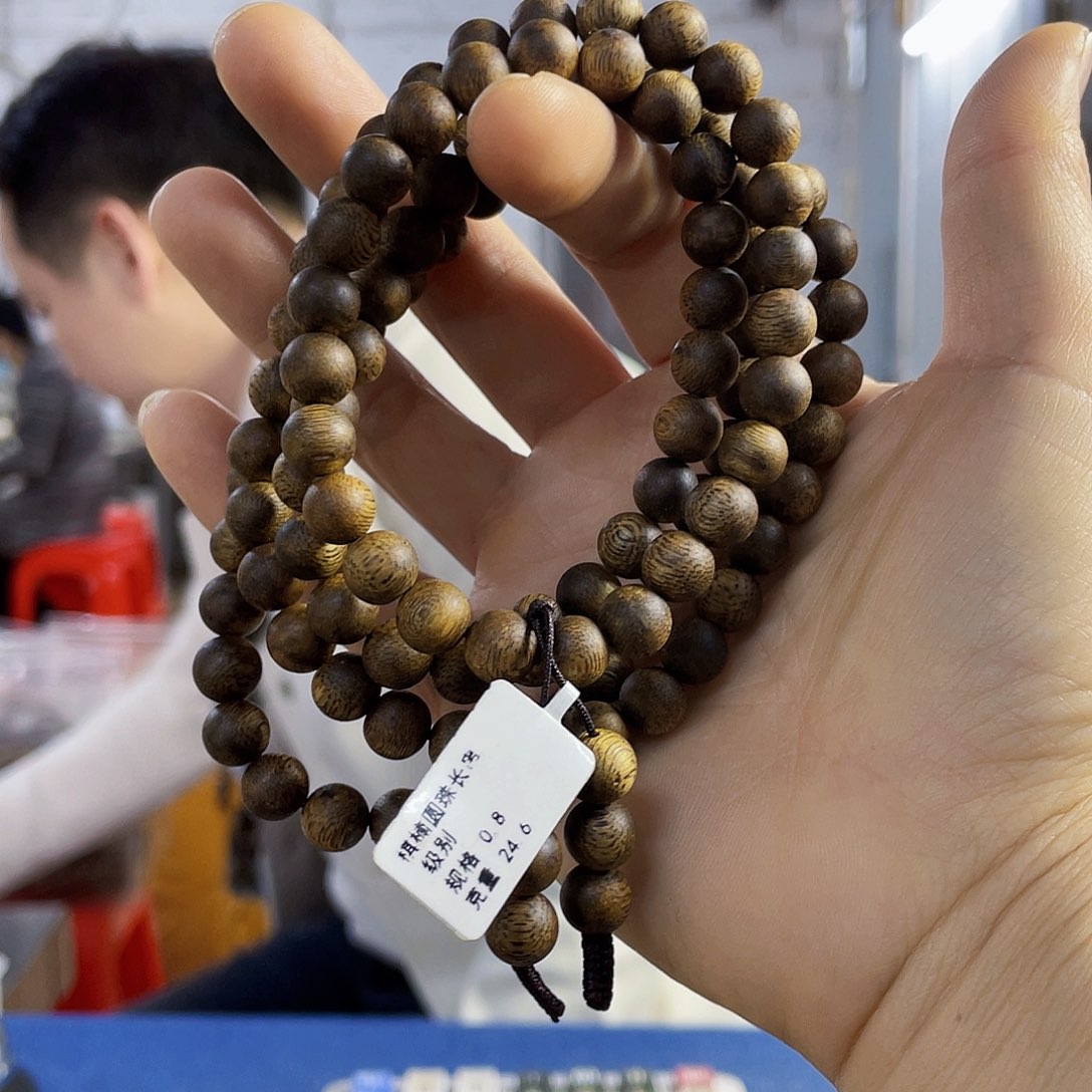 沉香手串棋楠乌身圆珠长串0.8/24克多样性发一