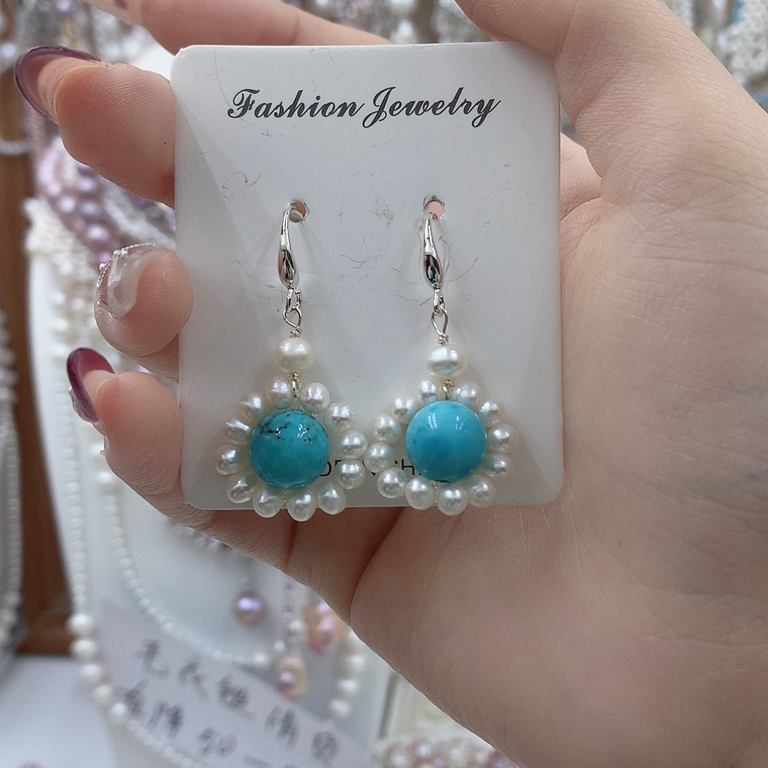 淡水珍珠耳饰银S925镶嵌