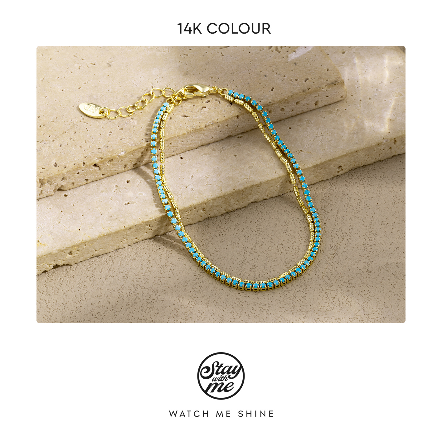 STAY WITH ME 铜合金合成锆石手链 小众设计b1076手链