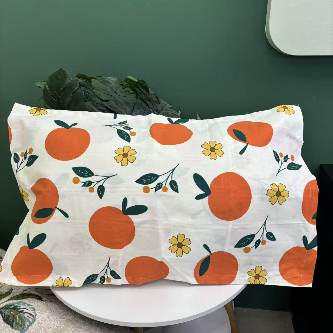 枕套【橙子】48x74厘米 纯棉粗布成人四季枕套