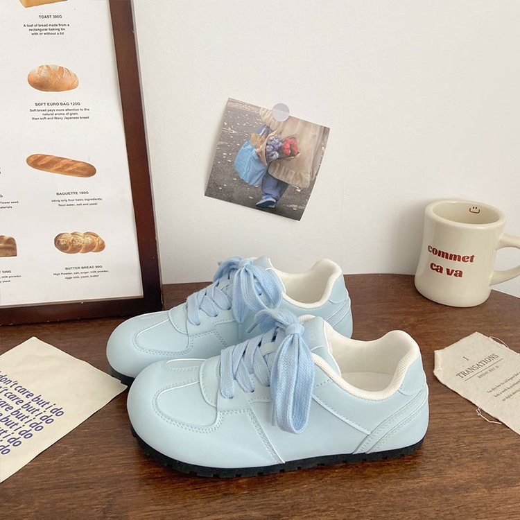 粉色德训板鞋女新款春季百搭休闲阿甘小白鞋牛皮透气橡胶底系带单