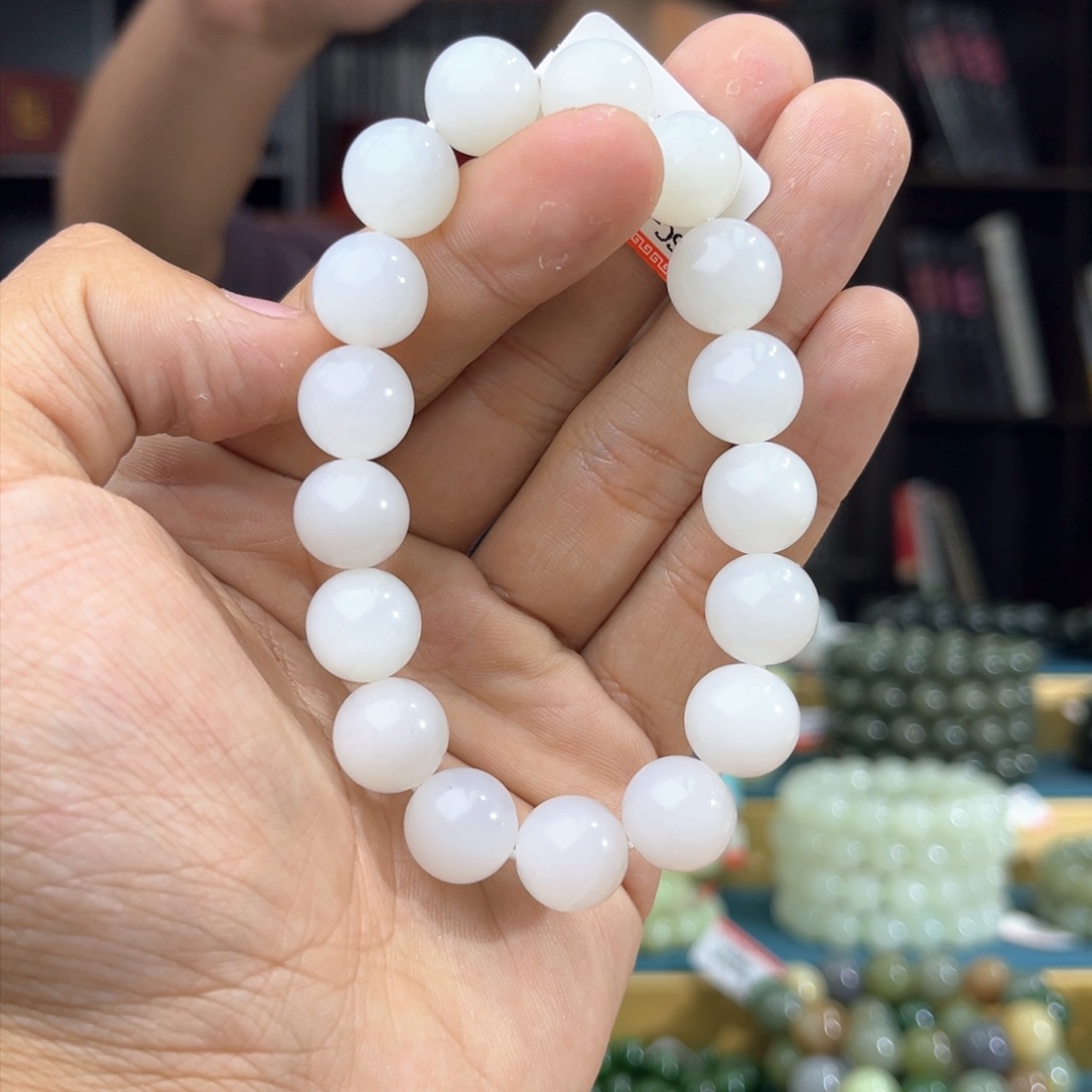 和田玉手串 未镶嵌纯天然和田玉13年新疆且末天泰料卡12