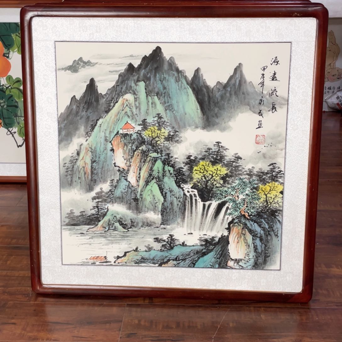 国画手绘带框尺寸63*63厘米