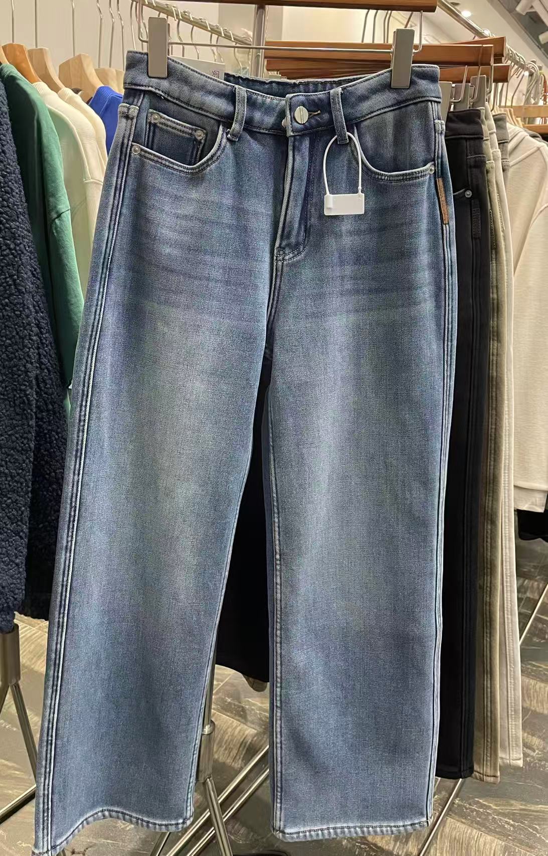 2025年冬季新款直筒加绒牛仔裤5786