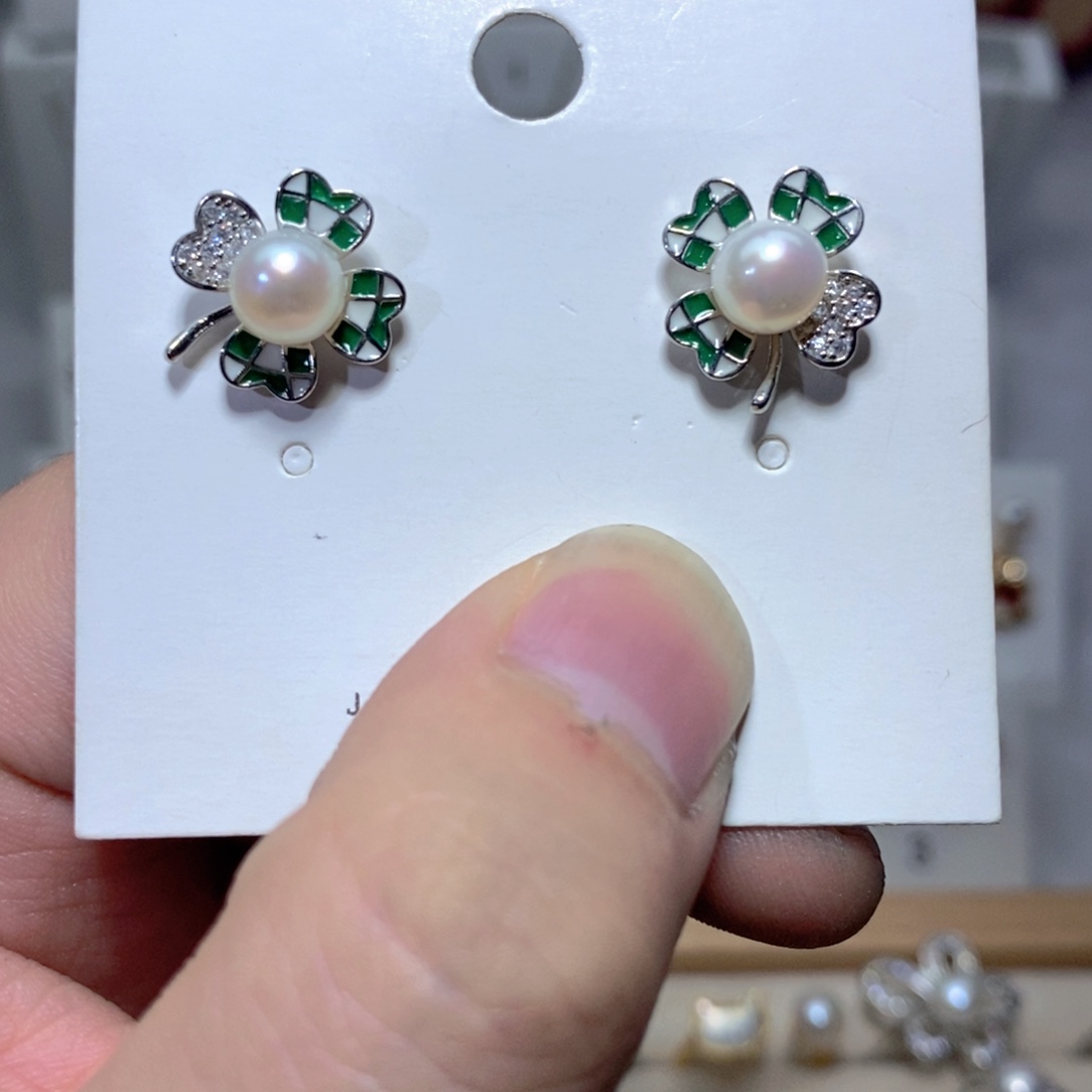 淡水珍珠耳饰银S925镶嵌