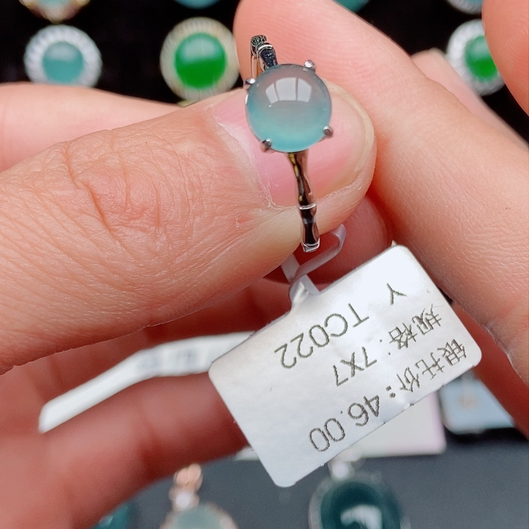 翡翠戒指银S925镶嵌0856242