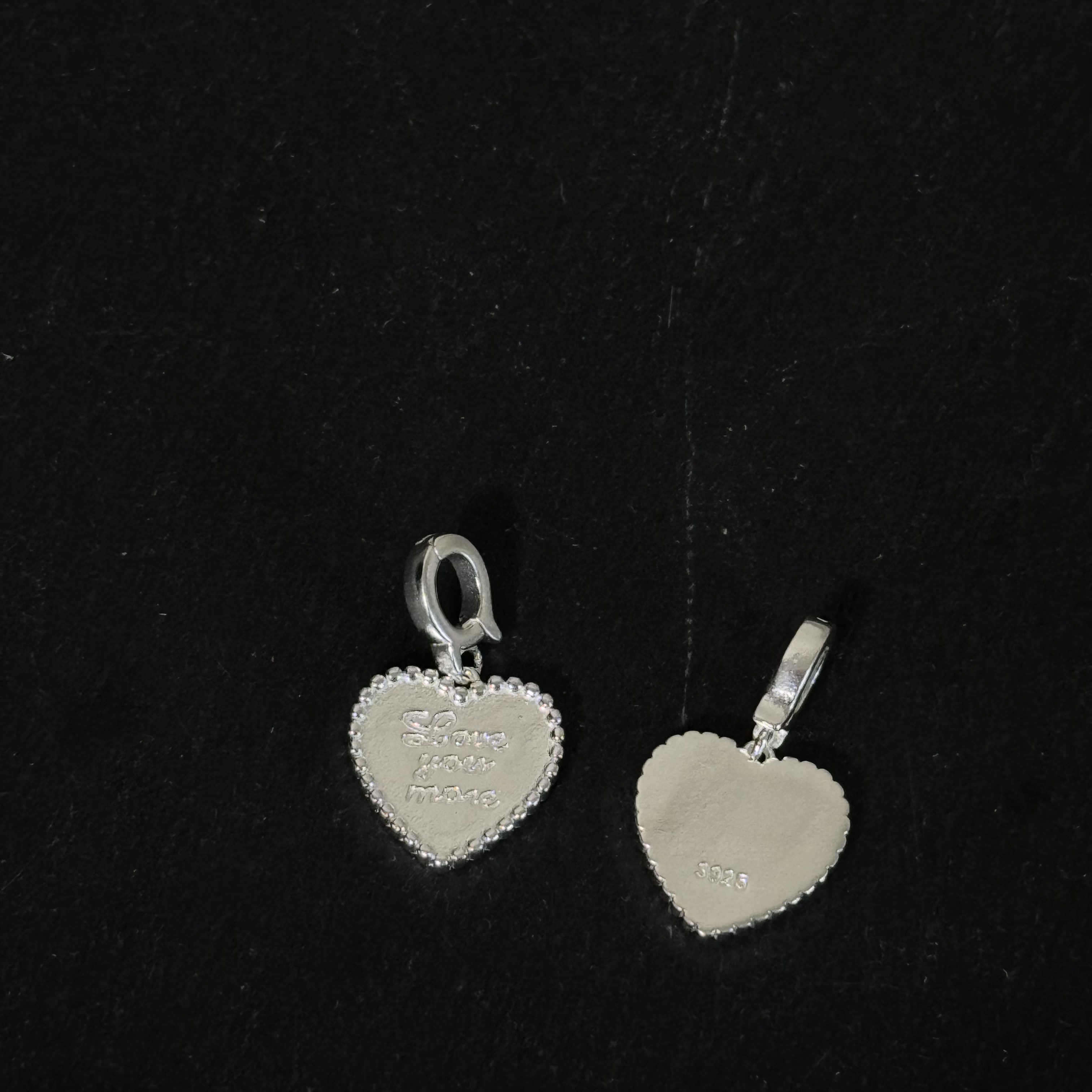 925银银制品 新款韩系银色实心质感减龄万能扣-字母爱心吊坠0094